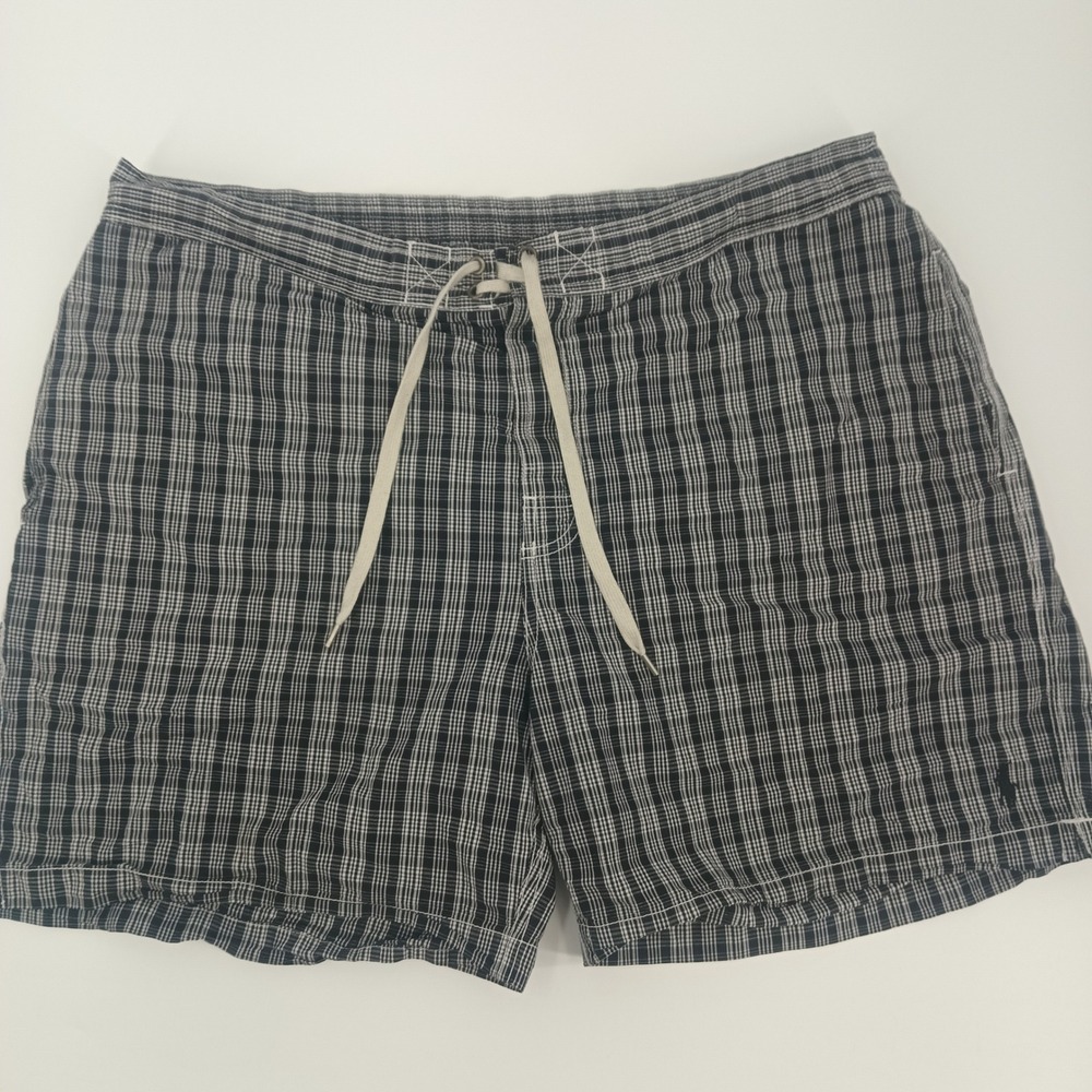 Polo Ralph Lauren Mens XXL Swim Trunks Black White Plaid Mesh Lined Shorts